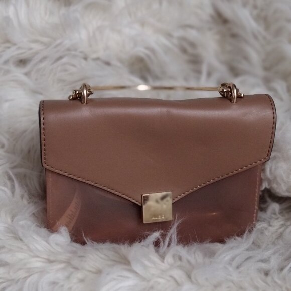 Aldo Handbags - ALDO Mini Top Handle Crossbody Bag Brown Faux Leather Gold Hardware Small Purse